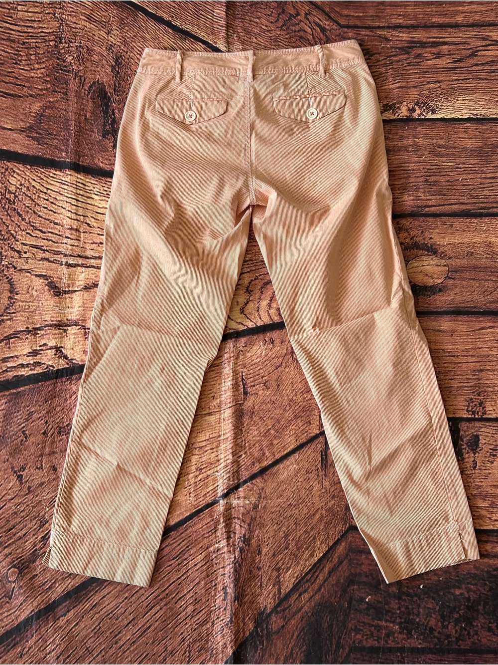 Paper Boy Anthropologie Tan Orange Striped Crop Pants Ankle Size 2 Linen Blend - Picture 5 of 12